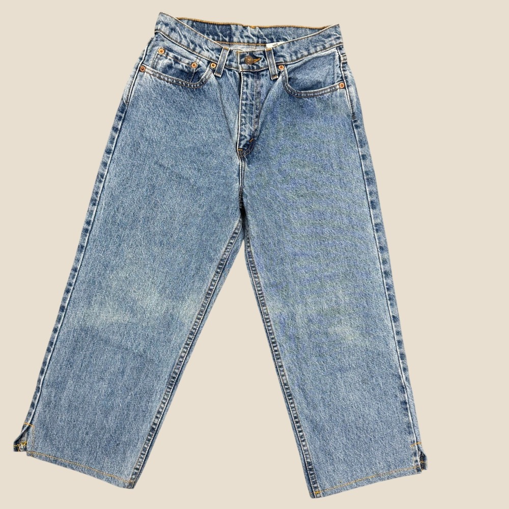 Vintage Levi Capri Jeans Women 7 Blue 560 Loose Fit Straight 90s High Rise USA